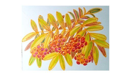 Лист рябины маркерами