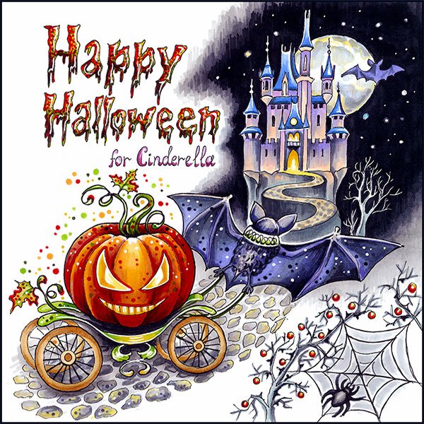 Картины на Хэллоуин маркерами