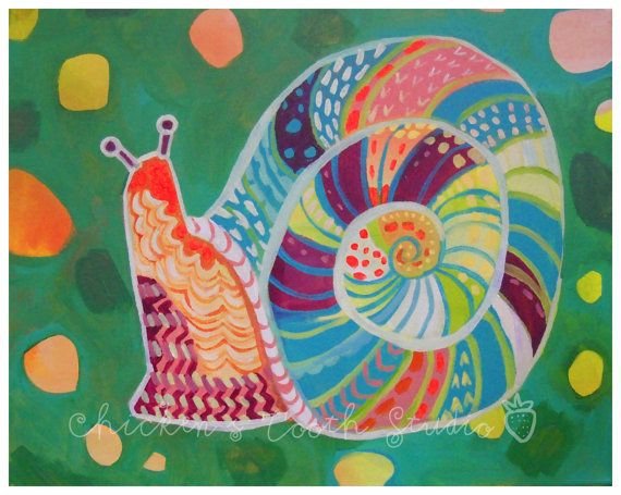 Улитка восковыми мелками