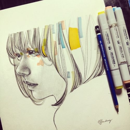 Северное сияние масляной пастелью