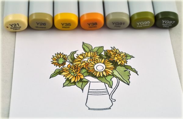 Скетчинг маркерами подсолнух