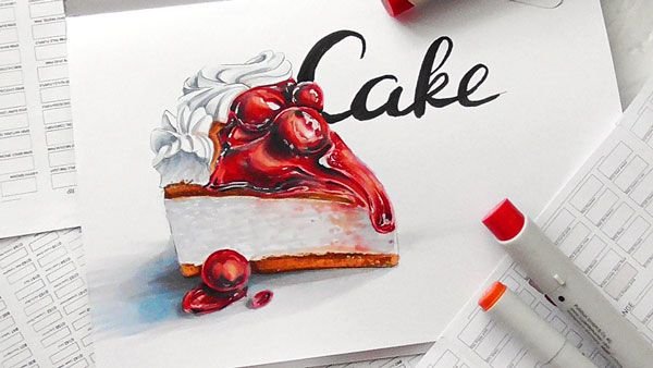 Тортик маркерами для скетчинга