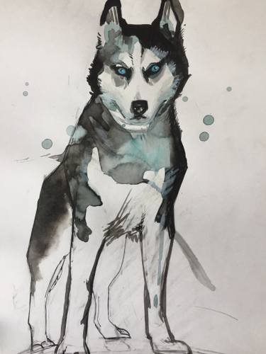 Хаски скетч маркерами