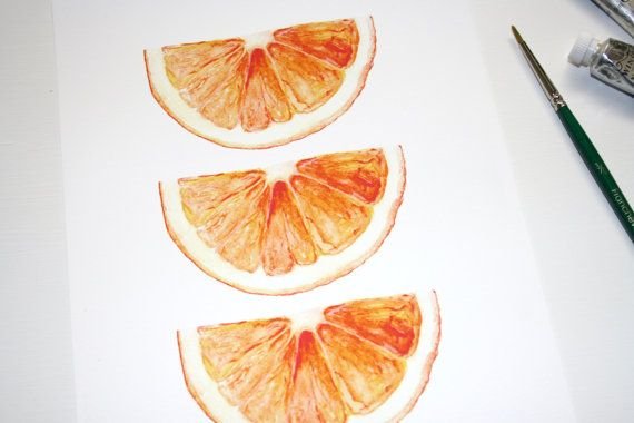 Апельсин акварелью
