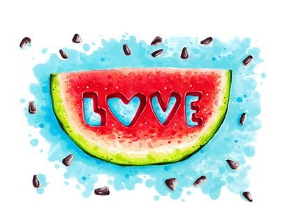 Арбуз акварелью