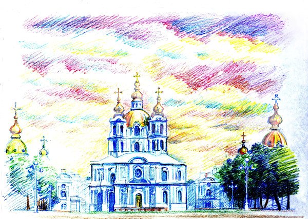 Архитектурный скетчинг акварель Питер