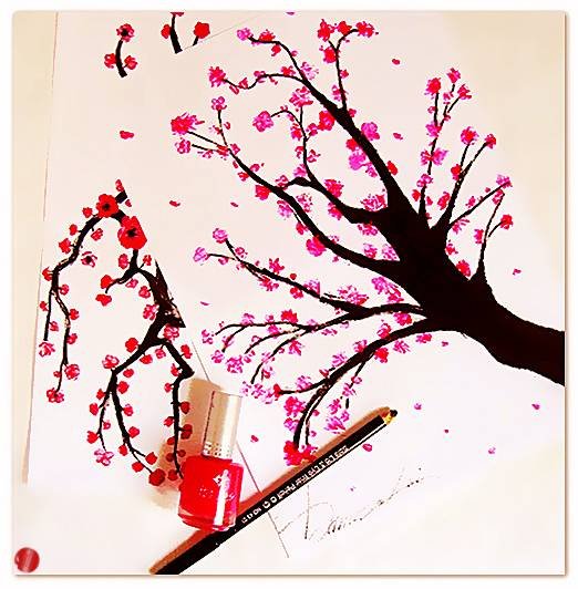 Ветка Сакуры маркерами