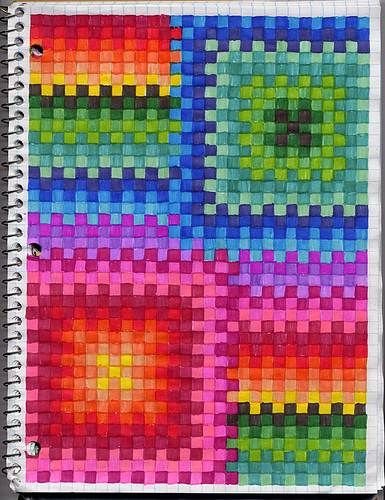 Разноцветные узоры по клеточкам