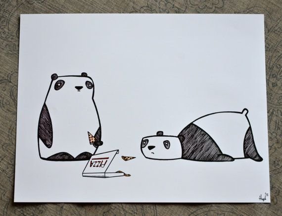 Панда рисунок фломастерами