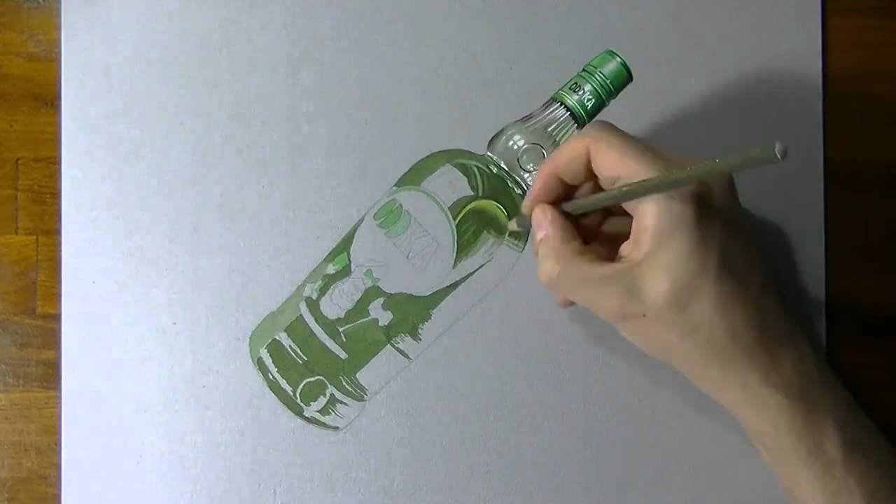 Объемная бутылка рисунок