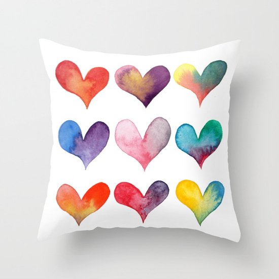 Подушка Акварельные сердечки