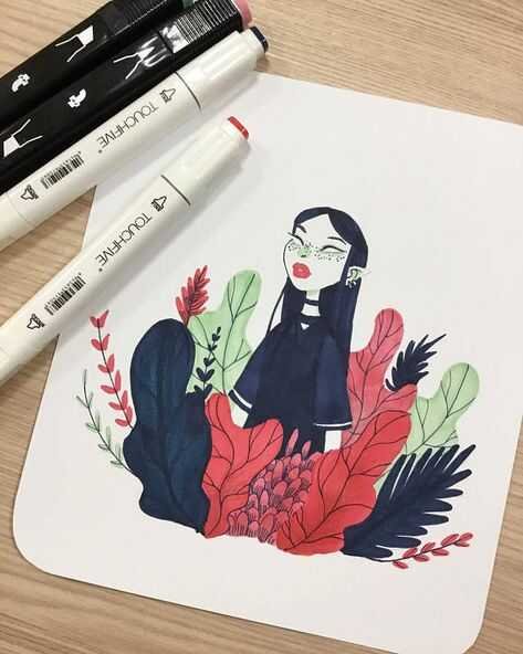 Рисунки цветов фломастерами