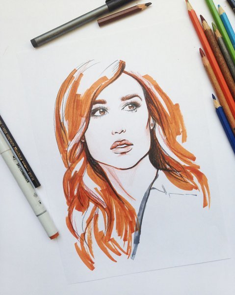 Лера Кирьякова портрет маркерами