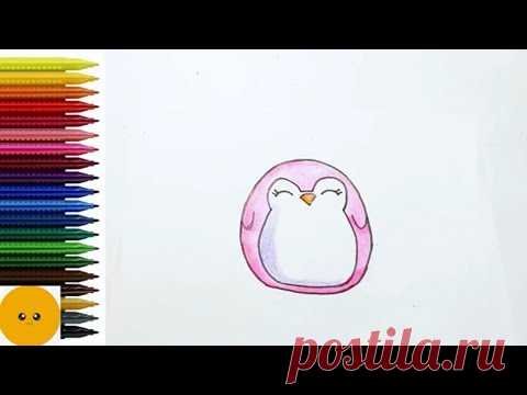 Рисование фломастерами пингвинов