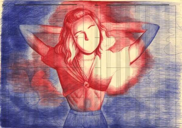 Рисунки красной ручкой