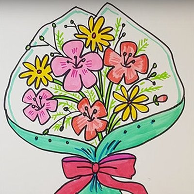 Букет цветов фломастерами