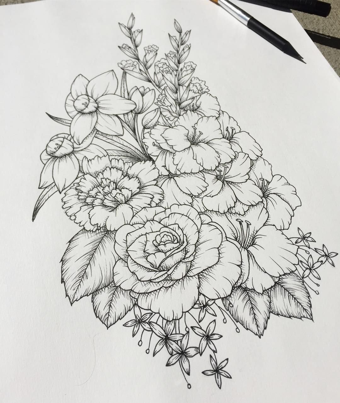 Цветы для срисовки ручкой