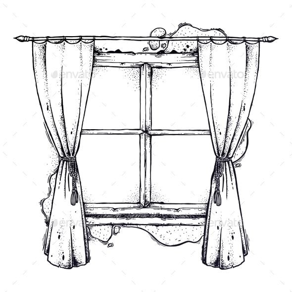 Окно контурный рисунок