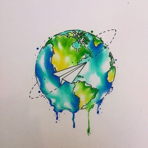 Земной шар акварель