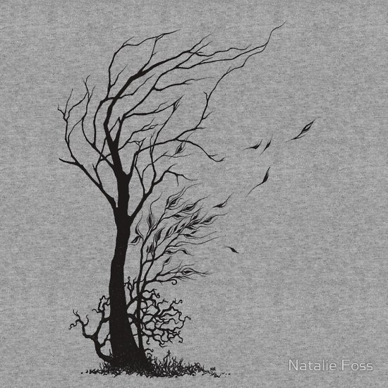 Рисунок черной ручкой лес