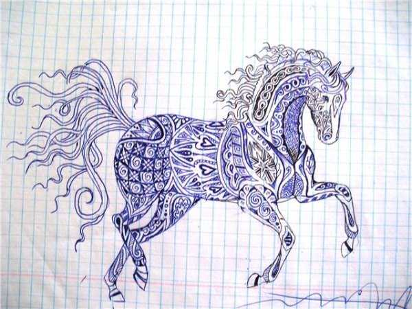 Рисунки лошадей ручкой