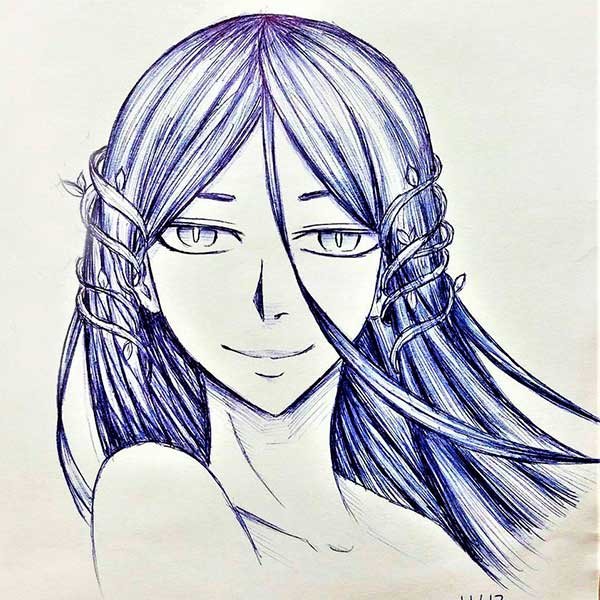 Рисунок девушки ручкой