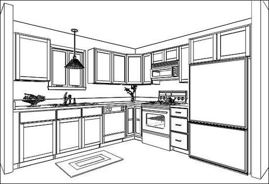 Контур кухни карандашом