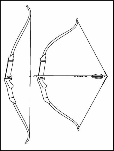 Раскраска лук и стрелы