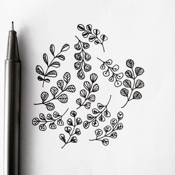 Цветочки черной ручкой маленькие