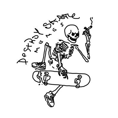 Скелет на скейте