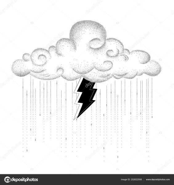 Облака с молнией эскиз