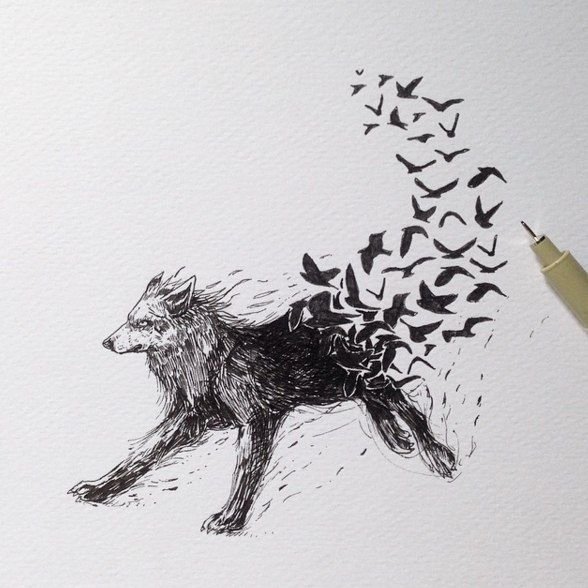 Животные ручкой