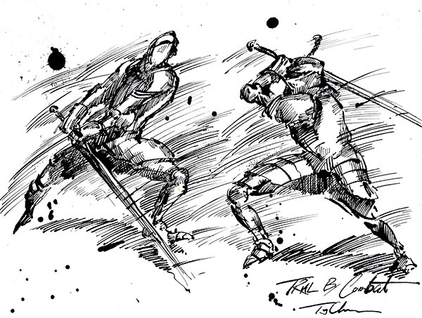 Бой на мечах рисунок