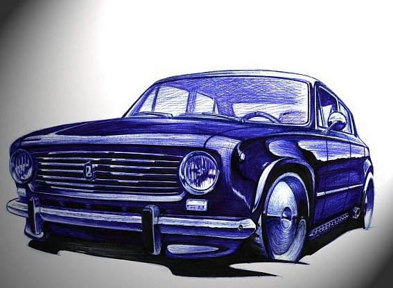 Рисунок автомобиля ручкой