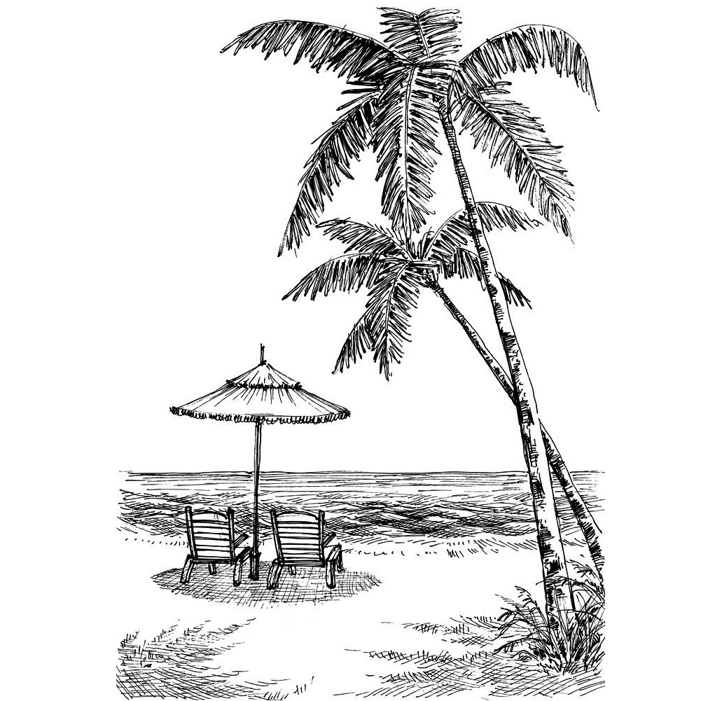 Графический пейзаж с пальмой