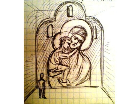 Прорись иконы Взыграние младенца