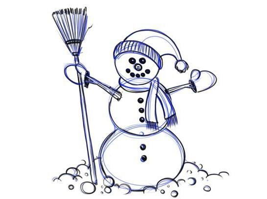 Снеговик нарисованный ручкой