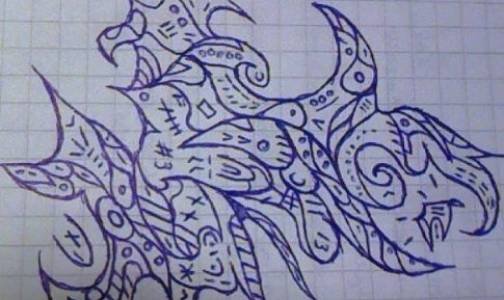 Рисунки ручкой на листе