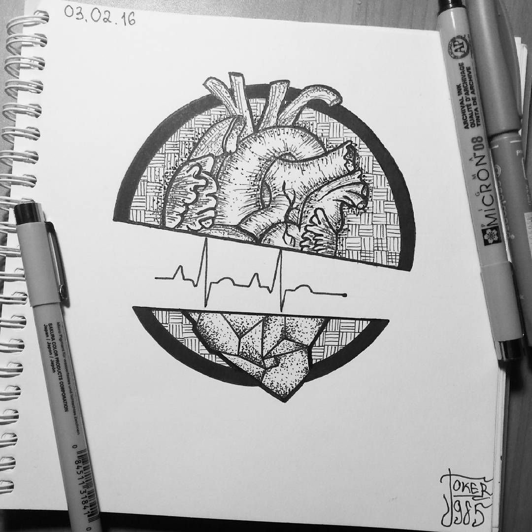 Сердце гелевой ручкой