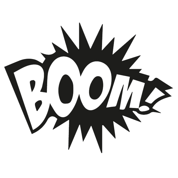 Надпись бум черно белая