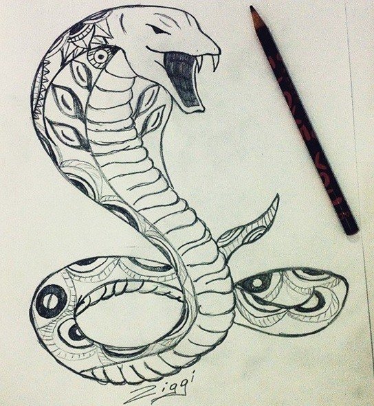Кобра с мечом эскиз