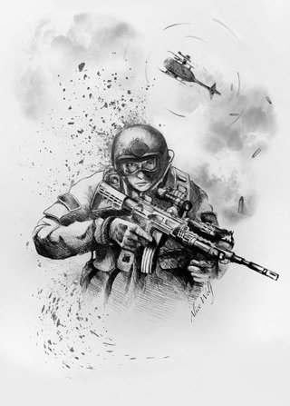Солдат карандашом