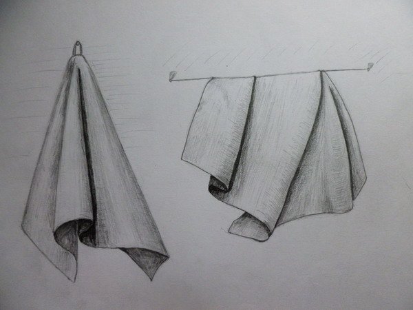 Драпировка ткани карандашом