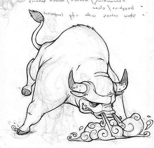 Злой бык рисунок эскиз тату