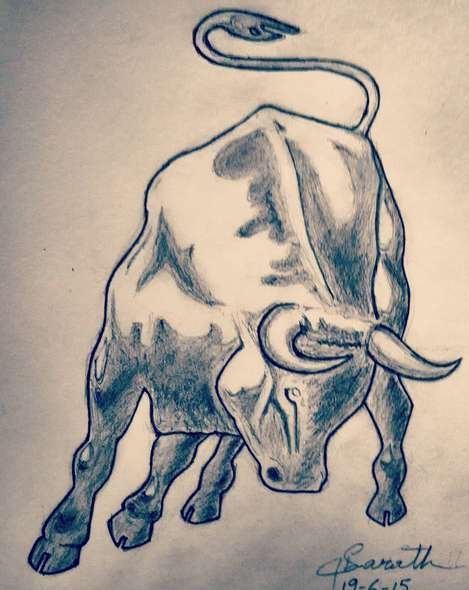 Тату быка ручкой