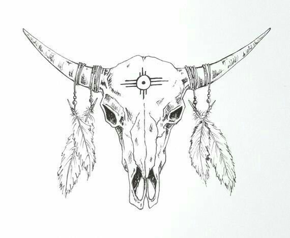 Череп быка тату