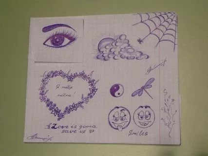 Маленькие рисунки в тетрадь на уроке