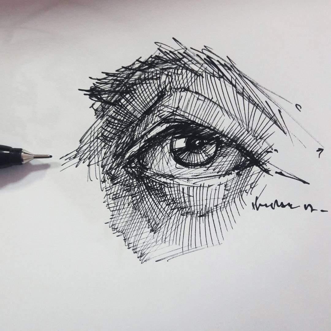 Глаз черной ручкой