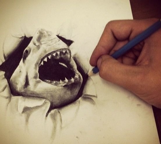 Акула рисунок ручкой