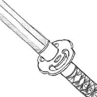 Рукоять катаны карандашом